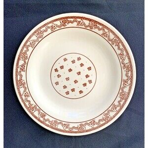 Vintage Oxford Brazil 9" Shallow Bowl Small Plate Brown Rope & Floral Heavy Duty